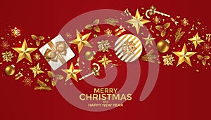 Merry Christmas and Happy New Year background design