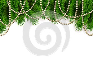 Merry Christmas Happy New Year background fir branches decorative