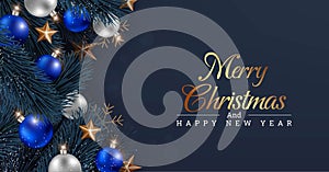 merry christmas and happy new year background with ornament design