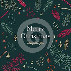 Merry Christmas and Happy New Year banner. Christmas poster, holiday banner, flyer, stylish brochure, greeting card