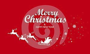 Merry Christmas and a Happy New Year banner. Gift card. Vector on isolated red background. EPS 10