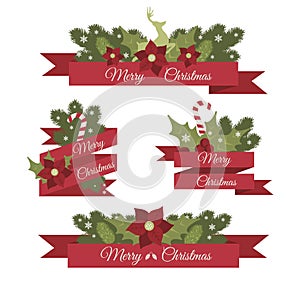 Merry Christmas Happy NEW Year Banner stock illustration collection