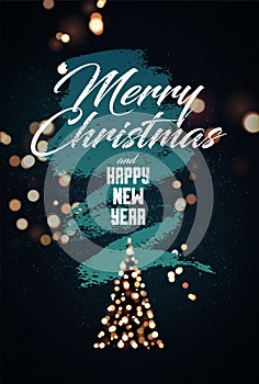 Merry Christmas and Happy New Year. Calligraphic Christmas card design.