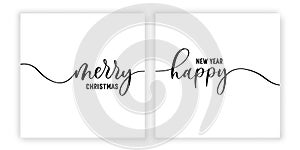 Merry Christmas Happy new year. Calligraphic Lettering design card template. Creative typography for Holiday Greeting