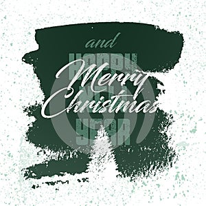 Merry Christmas and Happy New Year. Calligraphic retro Christmas card design. Typographic vintage style grunge poster. Retro vecto