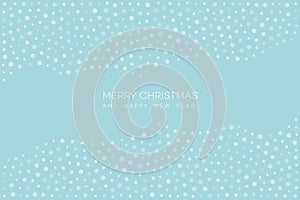 Merry Christmas and Happy New Year card - design with various translucent snowflakes on turquoise background