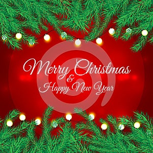 Merry Christmas Happy new year card, invitation, background on red background