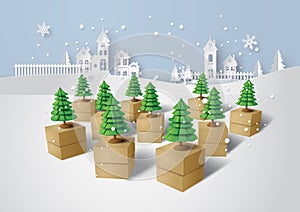 Christmas tree on gift box