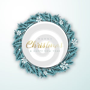 Merry Christmas and Happy New Year circkle frame with spase for text.