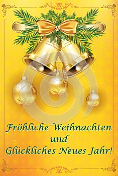 Merry Christmas and Happy New Year - classic greeting card with German text