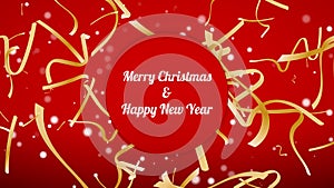 Merry Christmas and Happy New Year. Confetti on a Red Festive Background. Colored. Winter Holidays Symbol. Set Realistic