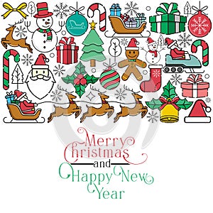 Merry Christmas and Happy New Year Cool Vector Background