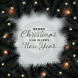 Merry Christmas and Happy New Year design background.