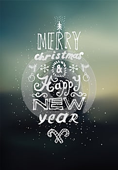 Merry Christmas and Happy New Year design. Blurry vector background. Eps 10