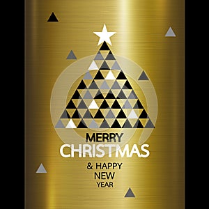 Merry christmas and Happy new year design on gold metal