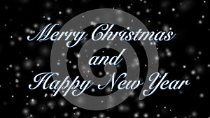 Merry Christmas and Happy New Year design words letters on black background