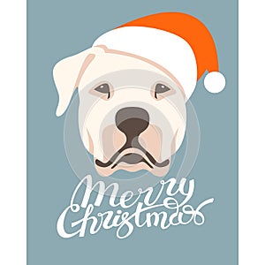 Merry christmas happy new year dog card vector illustration