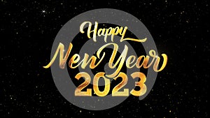 merry christmas, happy new year eve greeting text with particles background.
