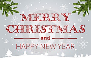 Merry Christmas and Happy new year Everyone, Vintage Background With Typography and Elements