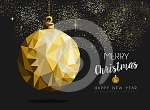 Merry christmas happy new year gold bauble origami