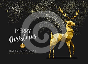 Merry christmas happy new year gold deer origami