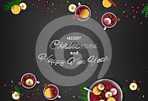 Merry Christmas and Happy New Year Greeting Background.