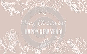 Merry Christmas and Happy New Year greeting card