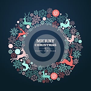 Merry Christmas and Happy New Year greeting card