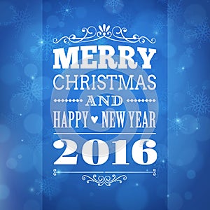 Merry christmas and happy new year 2016 greeting card