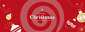 Merry Christmas and Happy New Year greeting card and banner