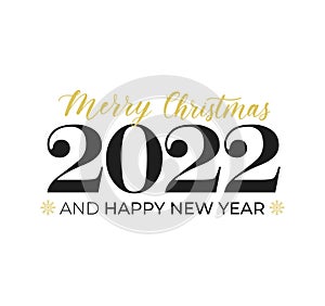 Merry Christmas and Happy New Year greeting card with lettering