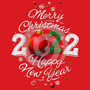 Merry Christmas and Happy New Year 2022 greeting card