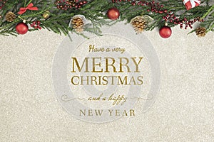 Merry Christmas and Happy New Year greeting card mockup