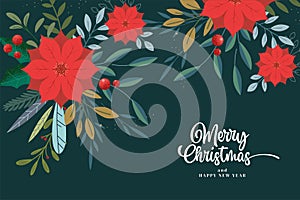 Merry Christmas and Happy New Year greeting card template