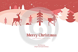 Merry Christmas and Happy New Year greeting card template