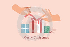 Merry Christmas and Happy New Year greeting card template