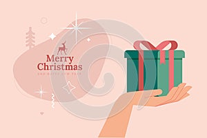 Merry Christmas and Happy New Year greeting card template