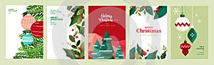 Merry Christmas and Happy New Year greeting card template