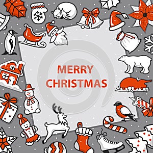 Merry Christmas and Happy New Year greeting card template