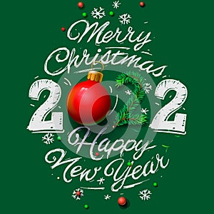 Merry Christmas and Happy New Year 2022 greeting card