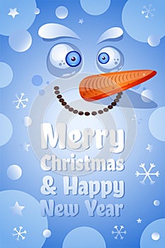 Merry Christmas, Happy New Year greeting card vector template