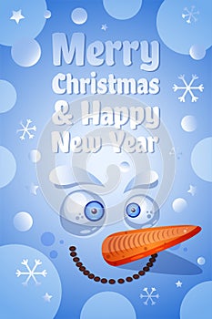 Merry Christmas, Happy New Year greeting card vector template