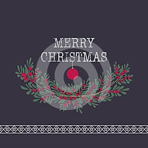 Merry christmas and happy new year greeting card wreath background