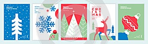 Merry Christmas and Happy New Year greeting cards
