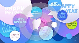 Merry Christmas And Happy New Year Greeting Messages On Chat Bubble Background Winter Holiday Poster Design