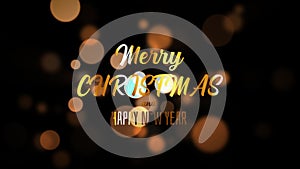 Merry Christmas and Happy New Year greetings video card winter holiday festive golden motion background. 4K 3D.