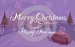 Merry Christmas and Happy New Year hand lettering. New Year vector design for greeting card. New Year`s holiday. Lettering