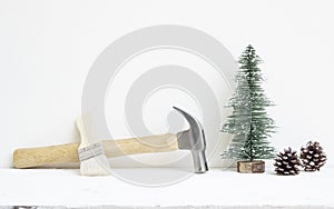 Merry christmas and Happy New year with handy tools background c