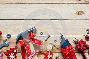 Merry Christmas and Happy new year handy tools gift background c