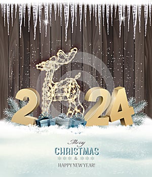 Merry Christmas and Happy New Year Holiday background with gift boxes